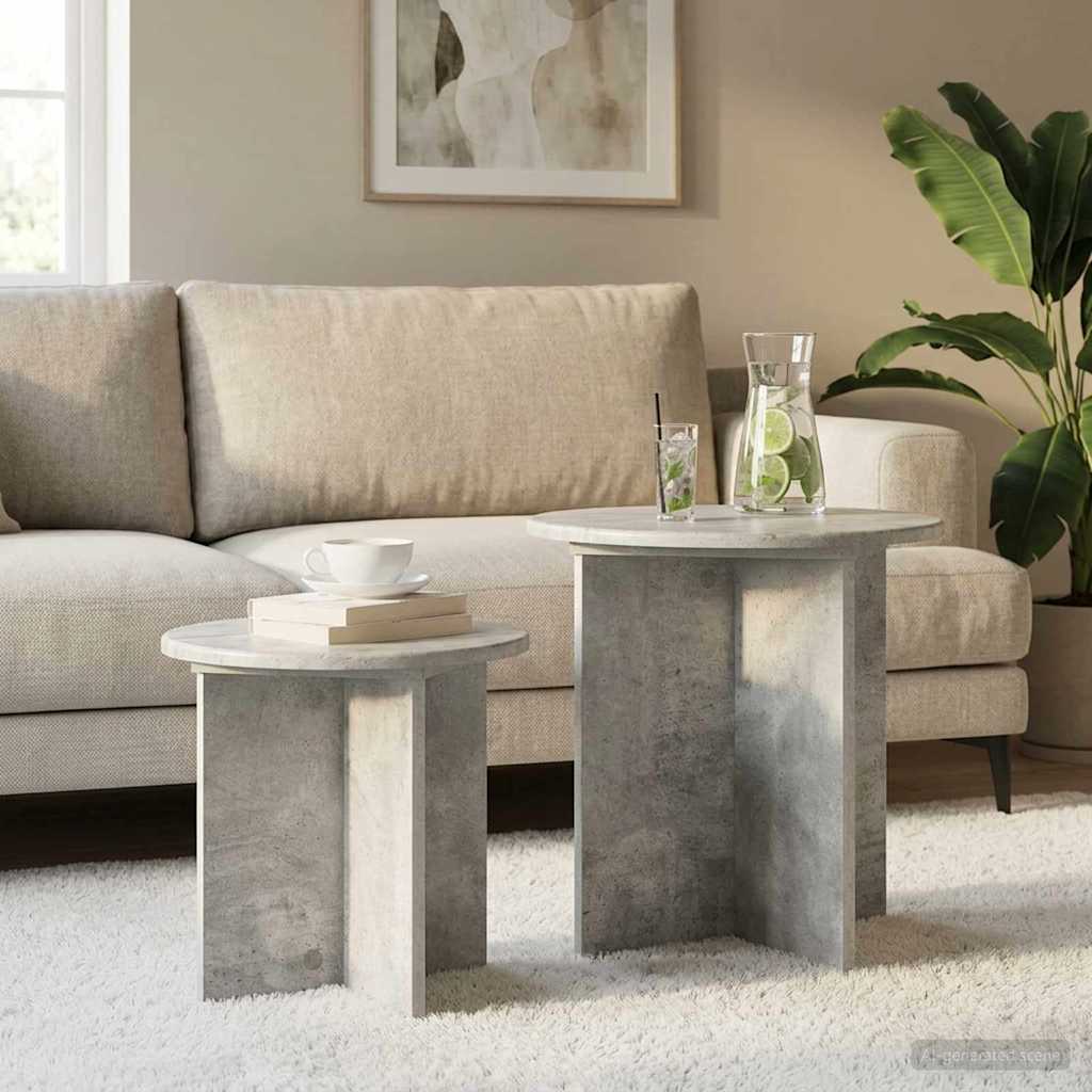 Sada Odkládacích Stolků 2 Pcs Betonově Šedá Dřevěný Materiál