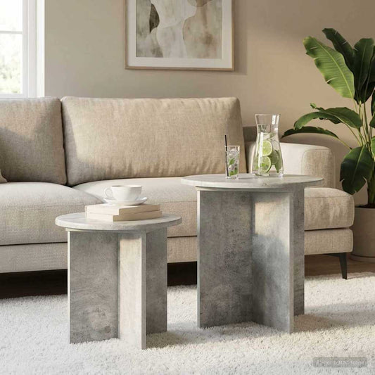 Sada Odkládacích Stolků 2 Pcs Betonově Šedá Dřevěný Materiál
