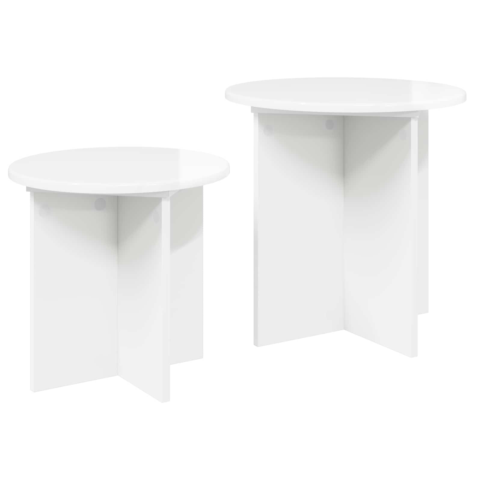 Sada Odkládacích Stolků S Úložištěm 2 Pcs Bílá S Vysokým Leskem