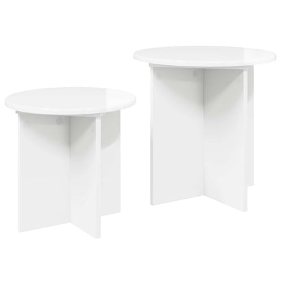 Sada Odkládacích Stolků S Úložištěm 2 Pcs Bílá S Vysokým Leskem