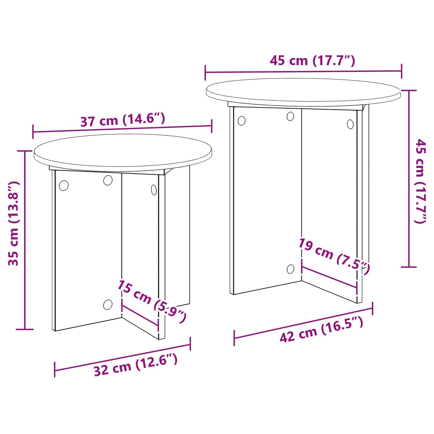 Sada Odkládacích Stolků 2 Pcs Uzený Dub Dřevěný Materiál