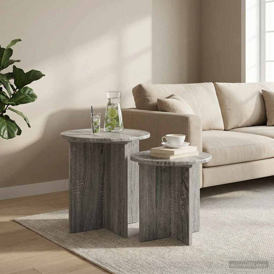 Sada Odkládacích Stolků 2 Pcs Šedá Sonoma Dřevěný Materiál