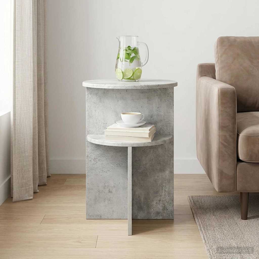 Boční Stůl Betonově Šedá Ø 39,5 X 55 Cm Kompozitní Dřevo