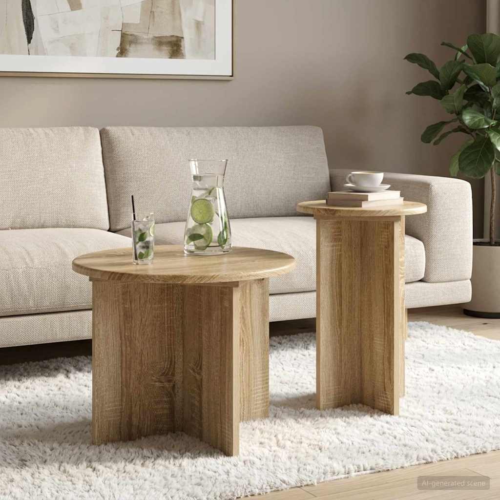 Sada Odkládacích Stolků 2 Pcs Dub Sonoma Kompozitní Dřevo