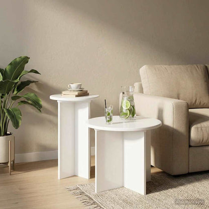 Sada Odkládacích Stolků S Úložištěm 2 Pcs Bílá S Vysokým Leskem