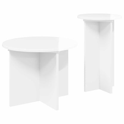 Sada Odkládacích Stolků S Úložištěm 2 Pcs Bílá S Vysokým Leskem