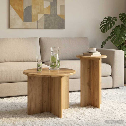 Sada Odkládacích Stolků 2 Ks Dub Artisan Ø 45 X 35 Cm