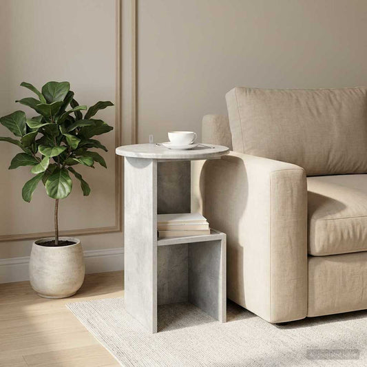 Boční Stůl Betonově Šedá Ø 39,5 X 55 Cm Kompozitní Dřevo