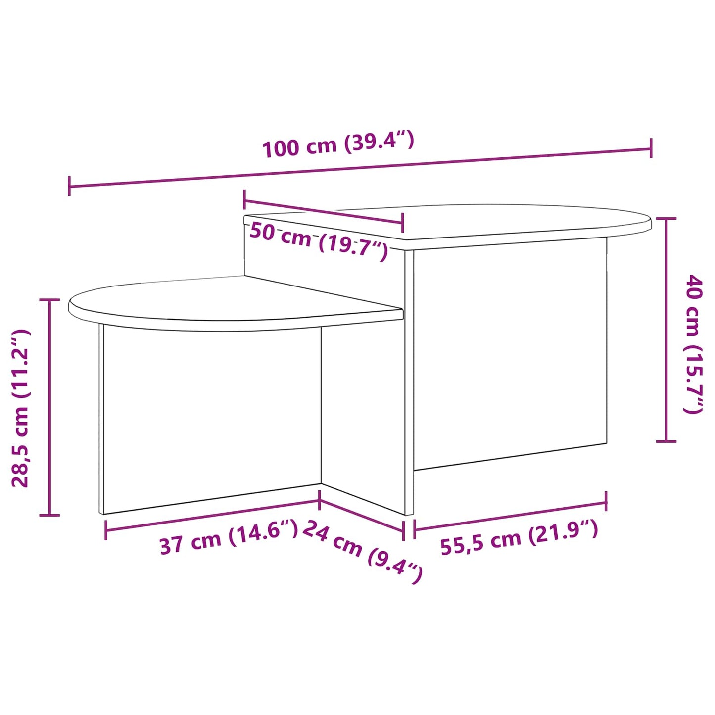 Konferenční Stolek Bílá 100 X 50 X 40 Cm Kompozitní Dřevo