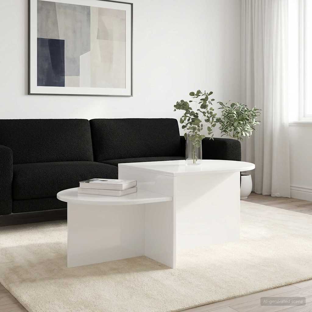 Konferenční Stolek Bílá S Vysokým Leskem 100 X 50 X 40 Cm