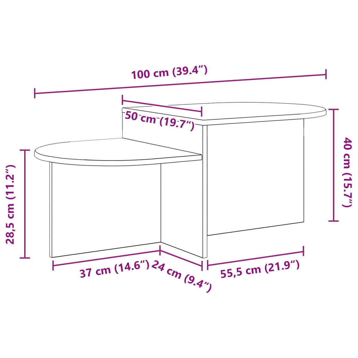 Konferenční Stolek Bílá S Vysokým Leskem 100 X 50 X 40 Cm