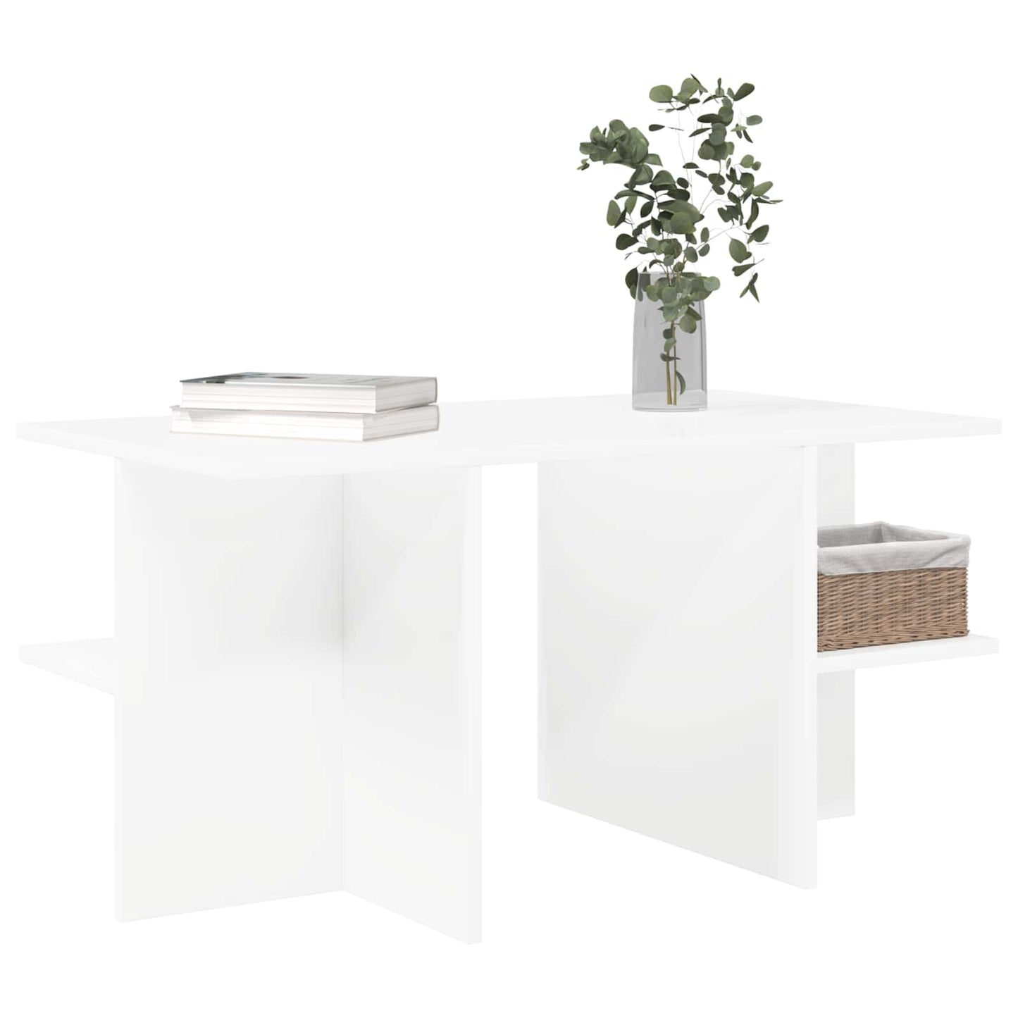 Konferenční Stolek Bílá 87 X 50 X 45 Cm Dřevěný Materiál