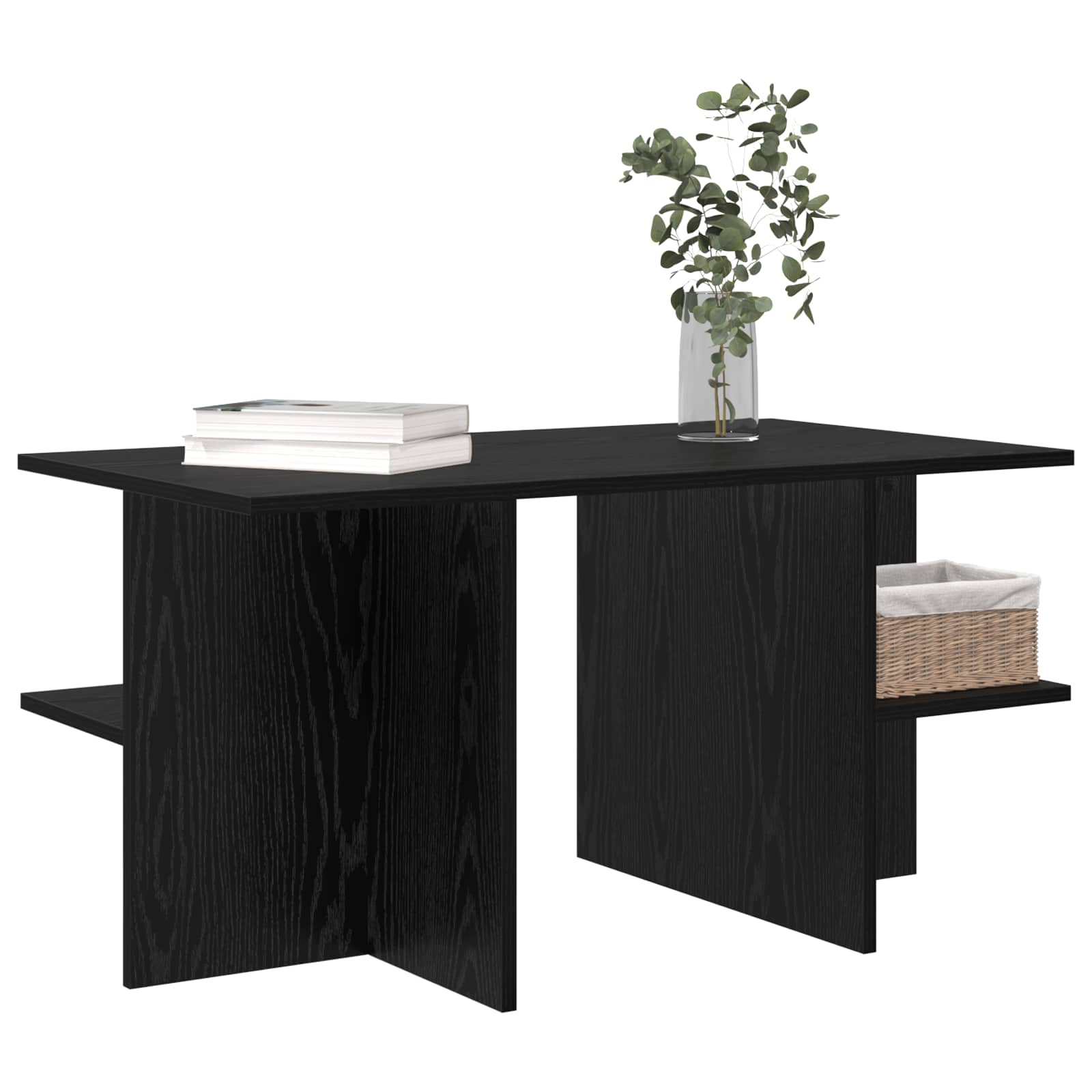 Konferenční Stolek Černý Dub 87 X 50 X 45 Cm Dřevěný Materiál