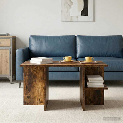 Konferenční Stolek Uzený Dub 87 X 50 X 45 Cm Dřevěný Materiál