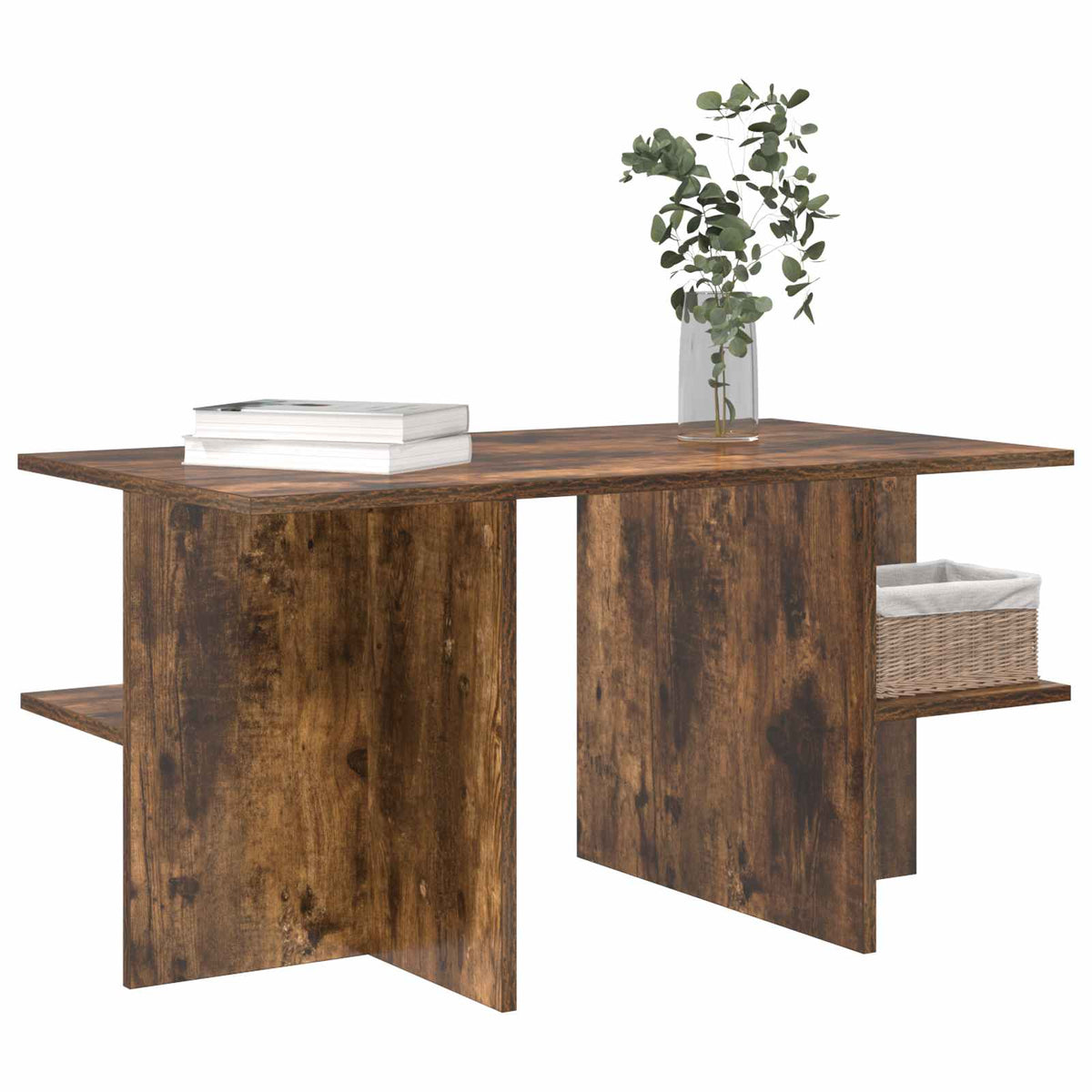 Konferenční Stolek Uzený Dub 87 X 50 X 45 Cm Dřevěný Materiál