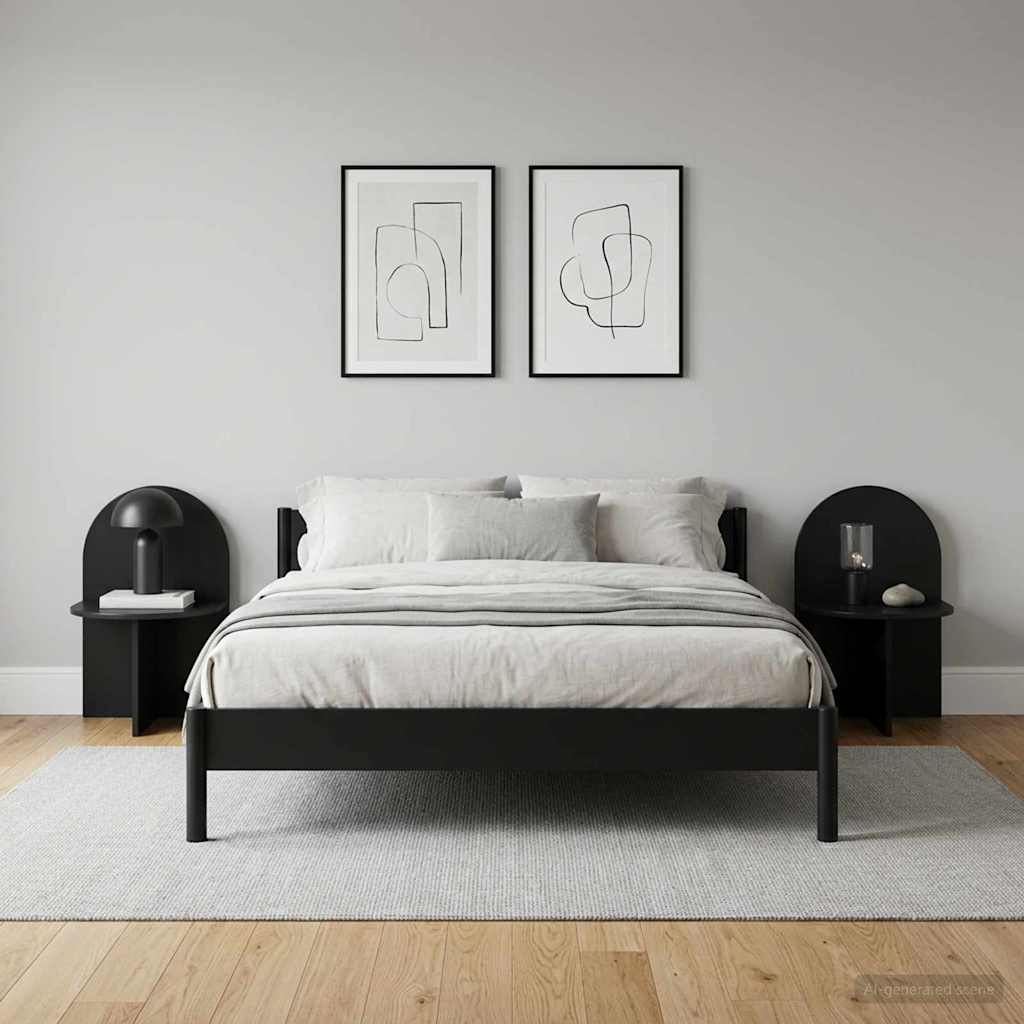 Noční Stolek 2 Pcs Černý Dub 48 X 49 X 65 Cm Dřevěný Materiál