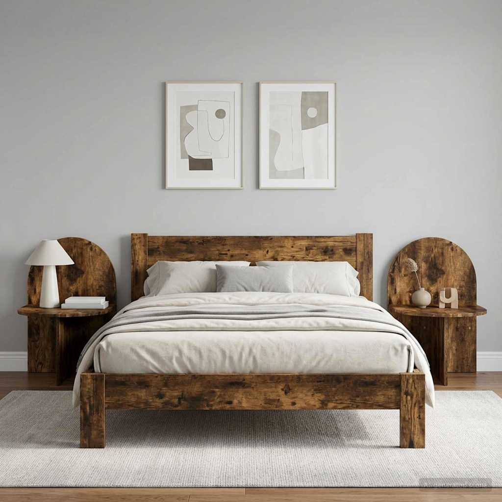 Noční Stolek 2 Pcs Kouřový Dub 48 X 49 X 65 Cm Dřevěný Materiál