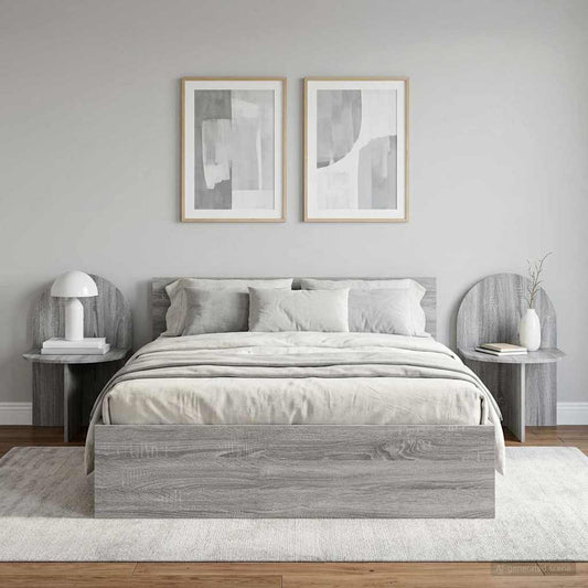 Noční Stolek 2 Pcs Šedá Sonoma 48 X 49 X 65 Cm Dřevěný Materiál
