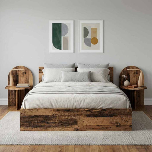 Noční Stolek 2 Pcs Staré Dřevo 48 X 49 X 65 Cm Dřevěný Materiál