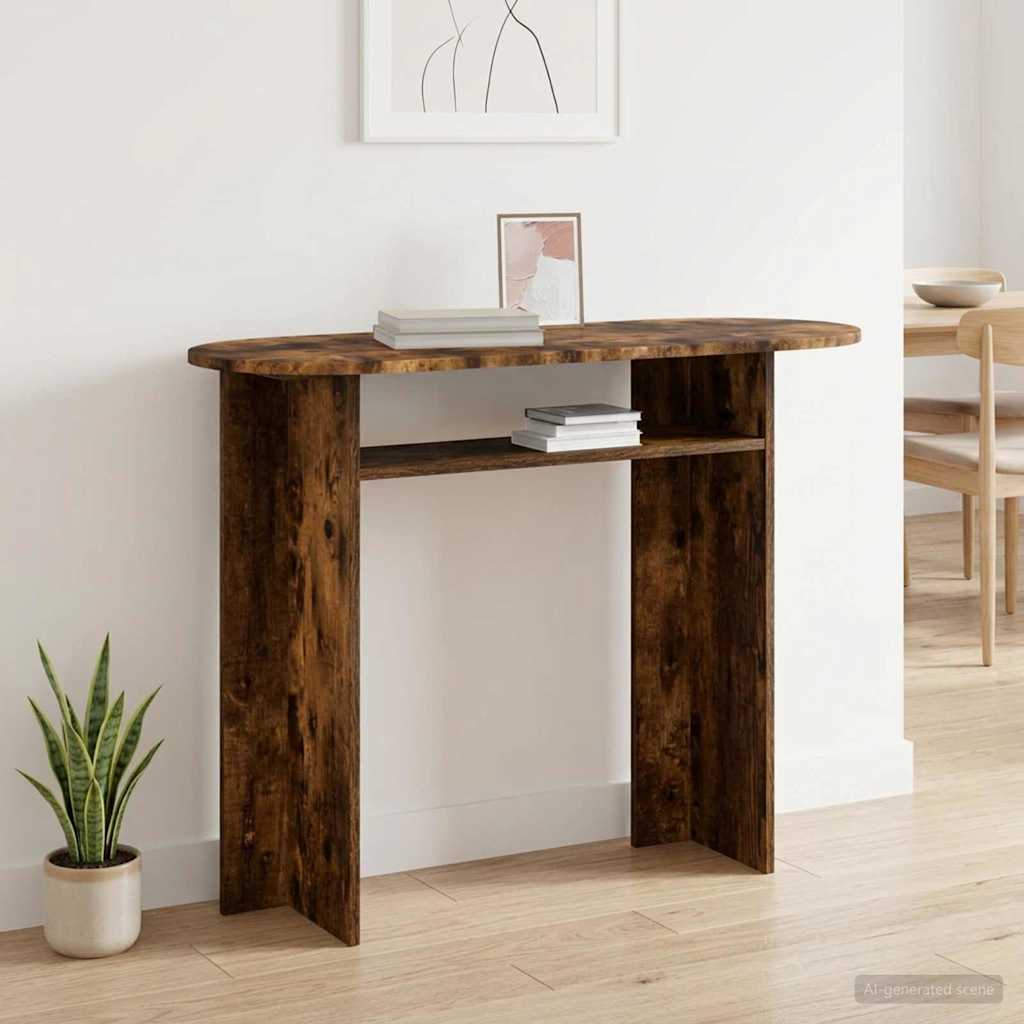 Konzolový Stolek S Úložištěm Kouřový Dub 100 X 39,5 X 75 Cm