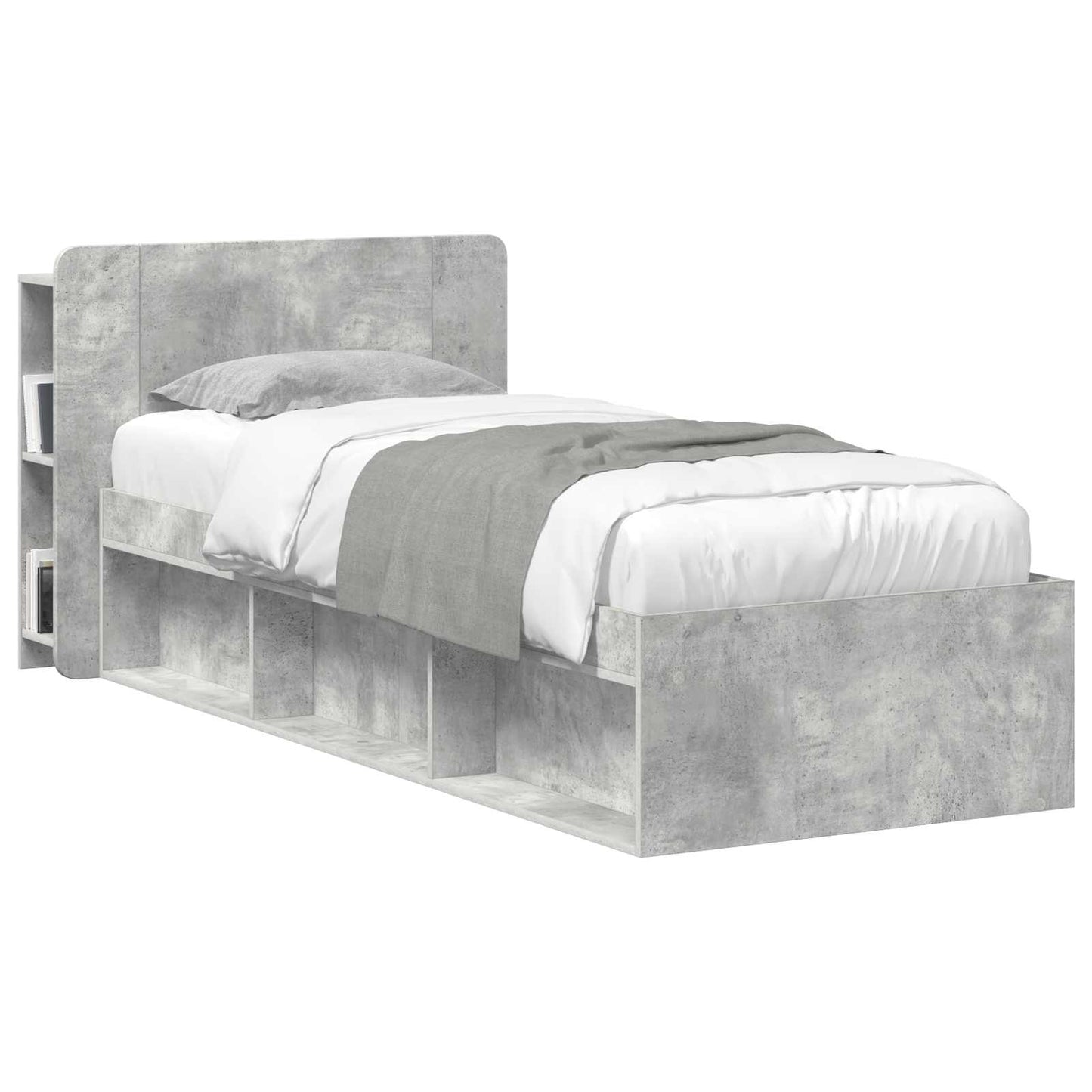 Čelo Postele Se Skříňkou Betonově Šedá Kompozitní Dřevo