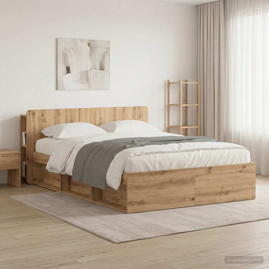 Čelo Postele Se Skříňkou Dub Artisan 140 Cm Kompozitní Dřevo