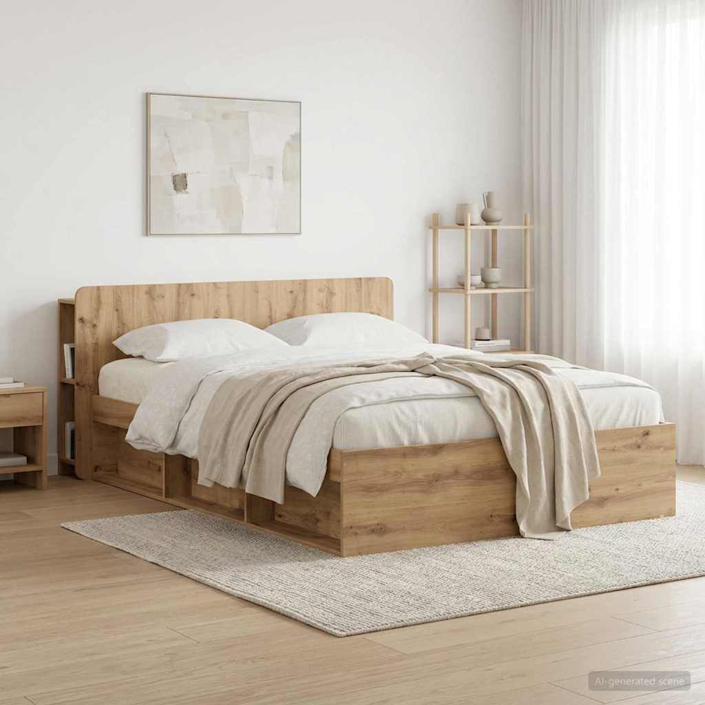 Čelo Postele Se Skříňkou Dub Artisan 160 Cm Kompozitní Dřevo
