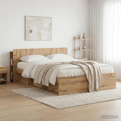 Čelo Postele Se Skříňkou Dub Artisan 160 Cm Kompozitní Dřevo