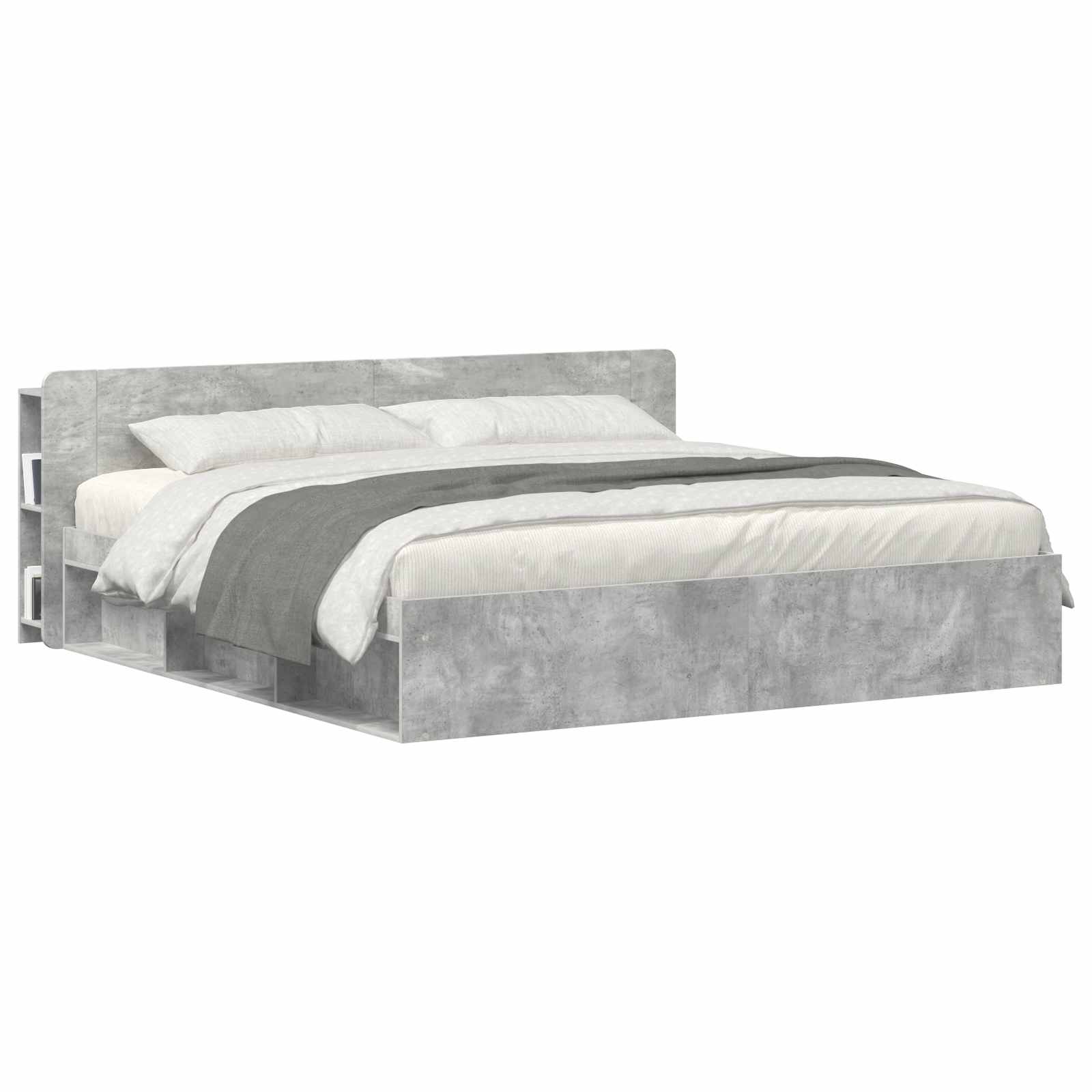 Čelo Postele Se Skříňkou Betonově Šedá Kompozitní Dřevo