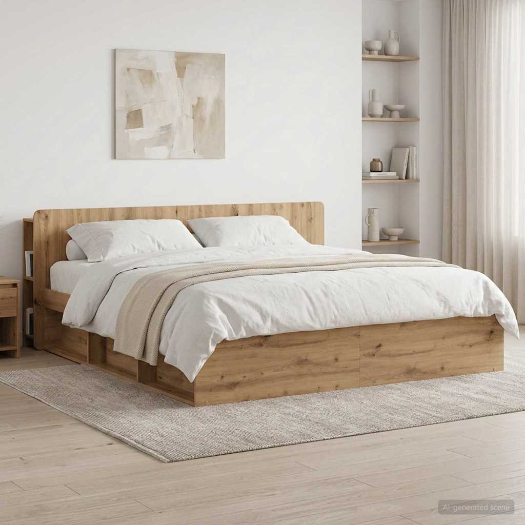 Čelo Postele Se Skříňkou Dub Artisan 200 Cm Kompozitní Dřevo