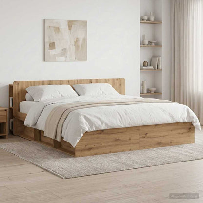Čelo Postele Se Skříňkou Dub Artisan 200 Cm Kompozitní Dřevo