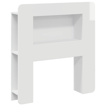 Čelo Postele Se Skříňkou Bílá S Vysokým Leskem Dřevěný Materiál