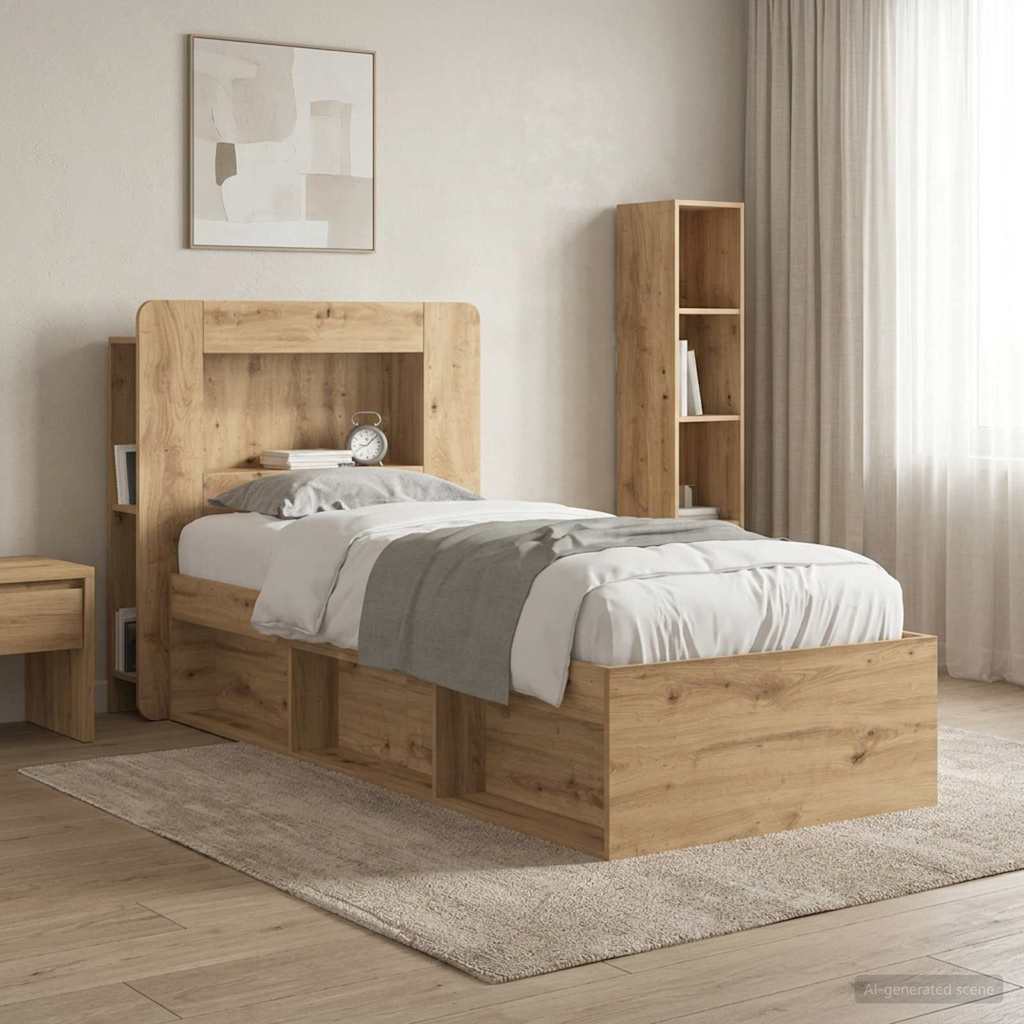Čelo Postele Se Skříňkou Dub Artisan 80 Cm Dřevěný Materiál