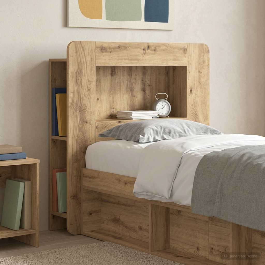 Čelo Postele Se Skříňkou Dub Artisan 80 Cm Dřevěný Materiál