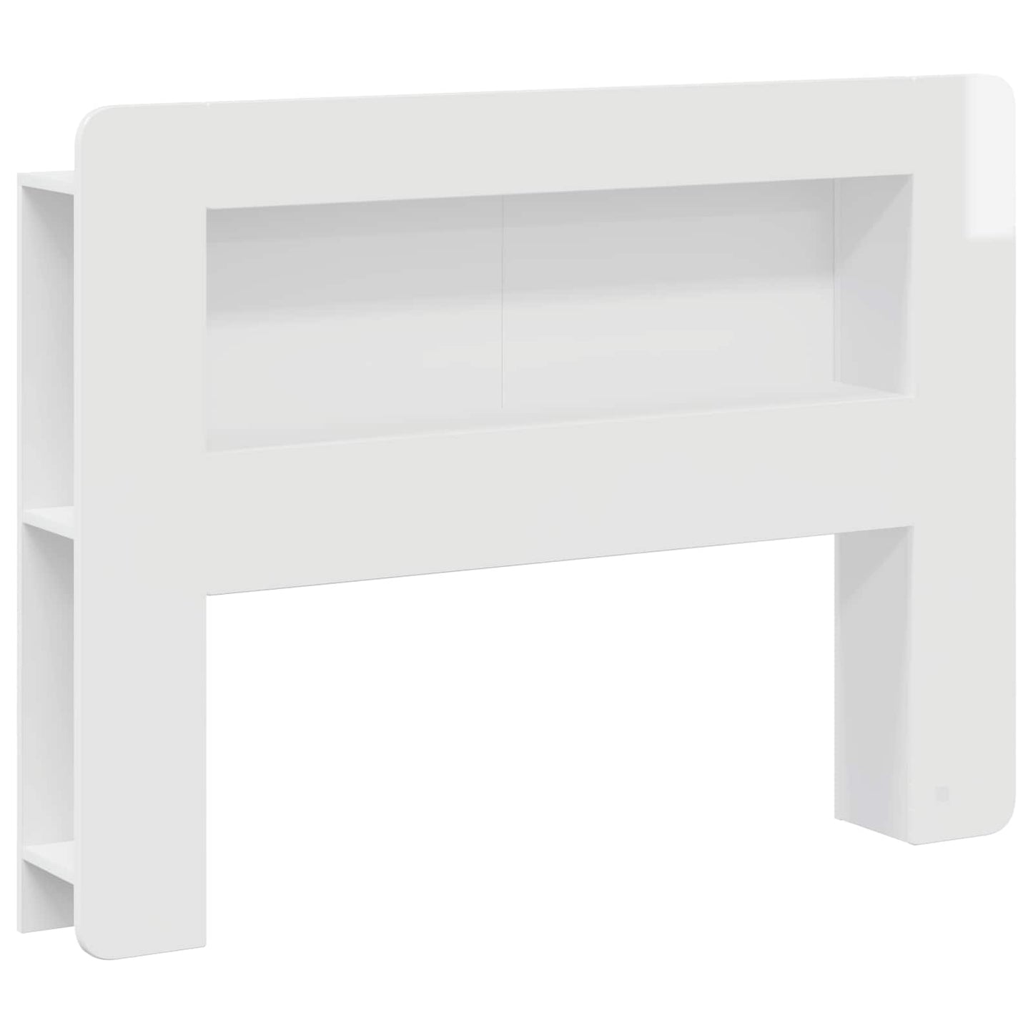 Čelo Postele Se Skříňkou Bílá S Vysokým Leskem Dřevěný Materiál