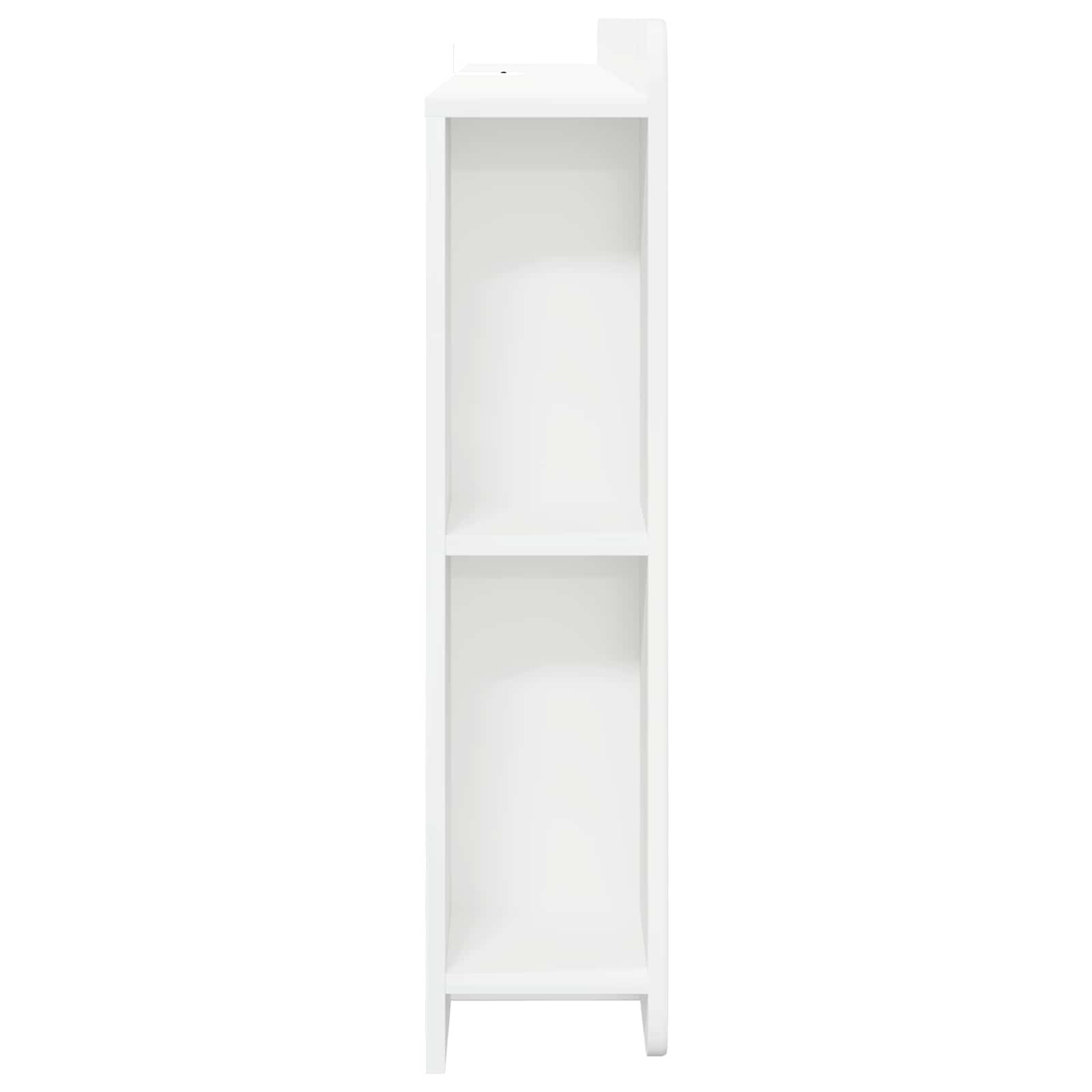 Čelo Postele Se Skříňkou Bílá S Vysokým Leskem Dřevěný Materiál