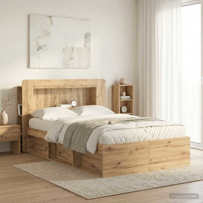 Čelo Postele Se Skříňkou Dub Artisan 100 Cm Dřevěný Materiál