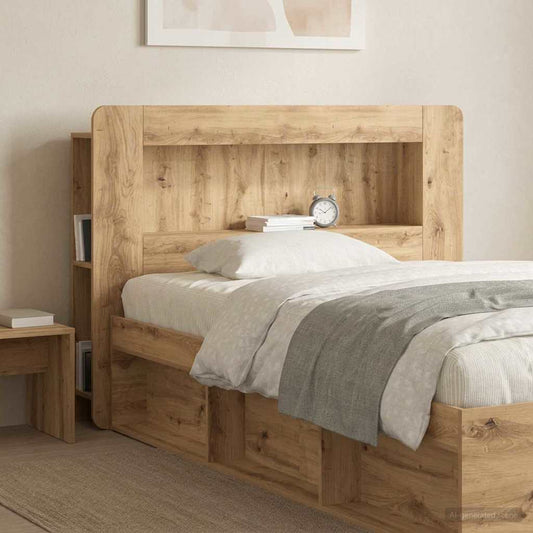 Čelo Postele Se Skříňkou Dub Artisan 100 Cm Dřevěný Materiál