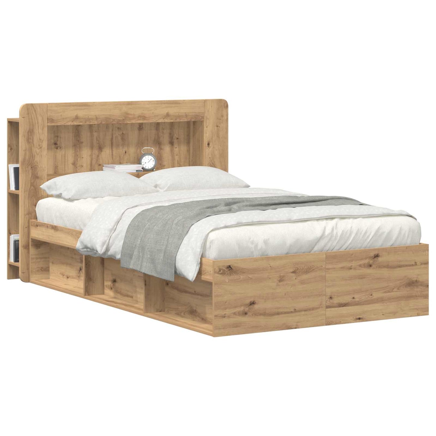 Čelo Postele Se Skříňkou Dub Artisan 100 Cm Dřevěný Materiál