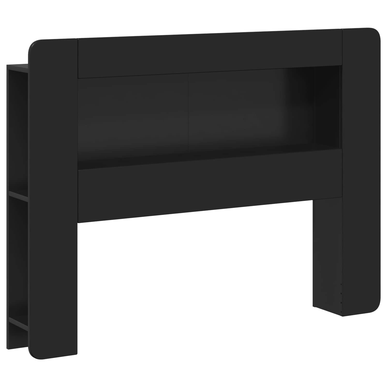 Čelo Postele Se Skříňkou S Úložištěm Černá Dřevěný Materiál