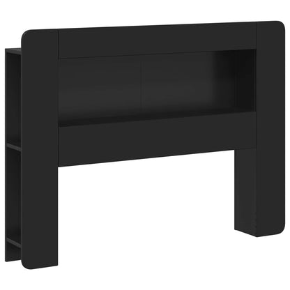 Čelo Postele Se Skříňkou S Úložištěm Černá Dřevěný Materiál