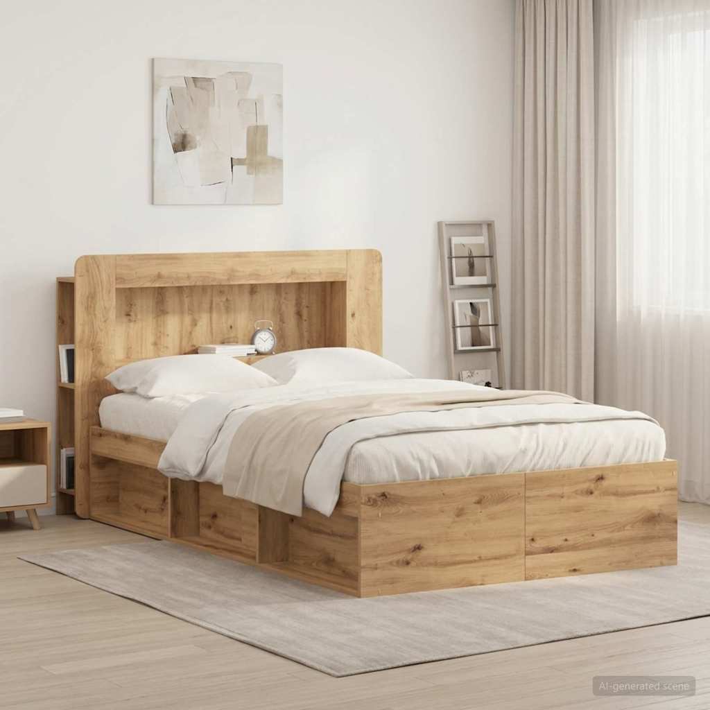 Čelo Postele Se Skříňkou Dub Artisan 120 Cm Dřevěný Materiál