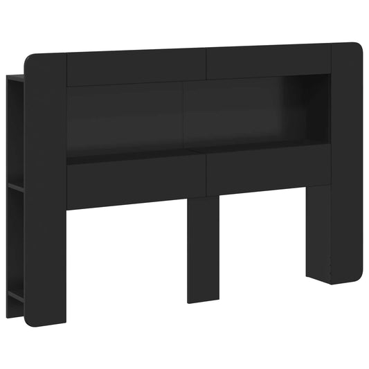 Čelo Postele Se Skříňkou S Úložištěm Černá Dřevěný Materiál
