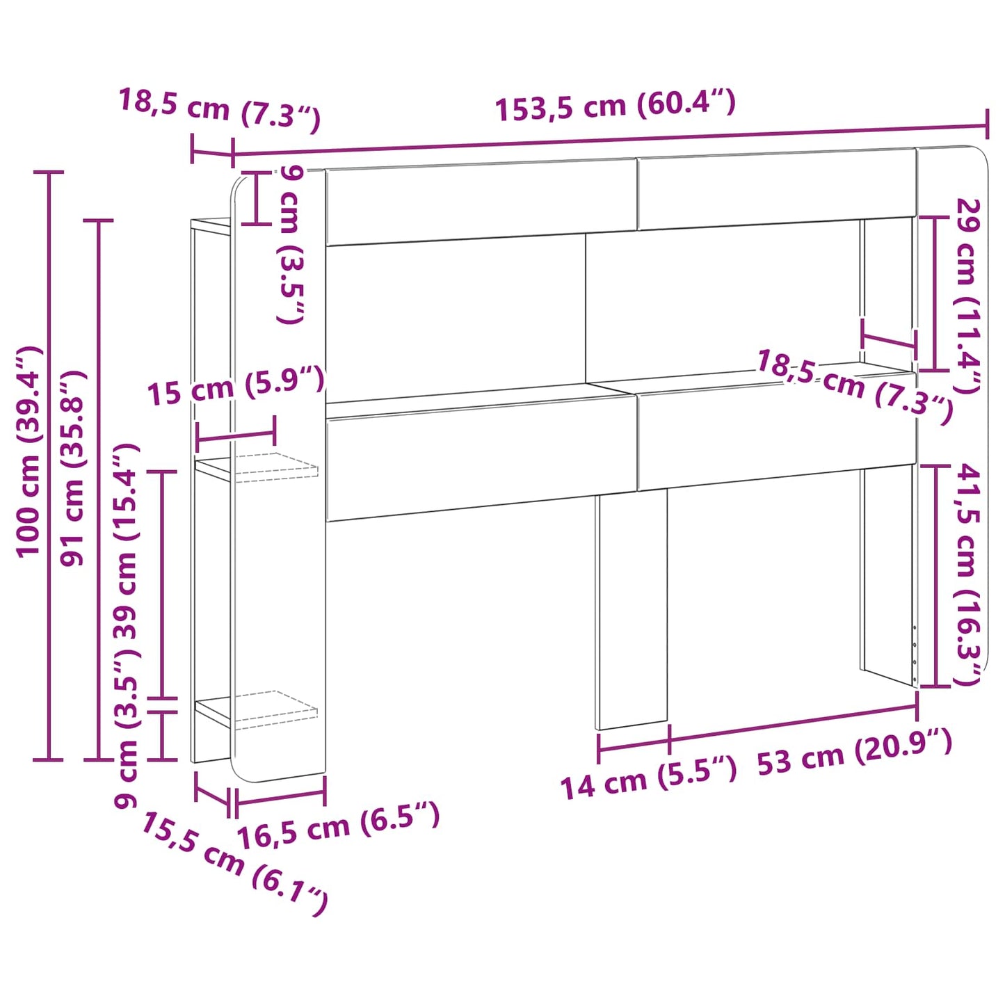 Čelo Postele Se Skříňkou Bílá S Vysokým Leskem Dřevěný Materiál