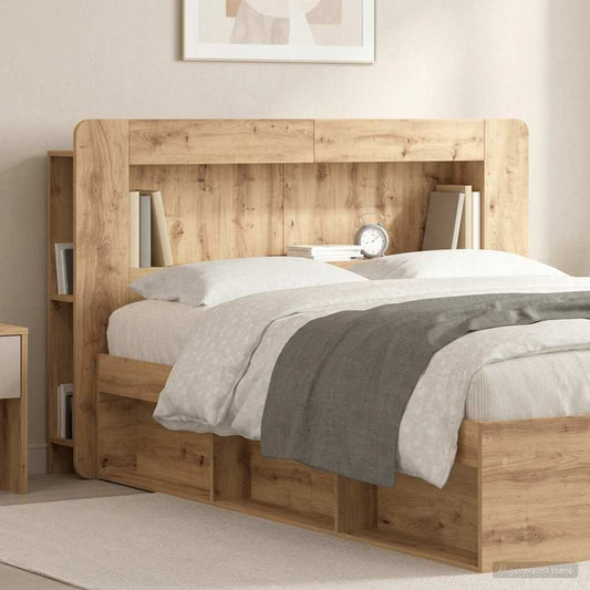 Čelo Postele Se Skříňkou Dub Artisan 140 Cm Dřevěný Materiál
