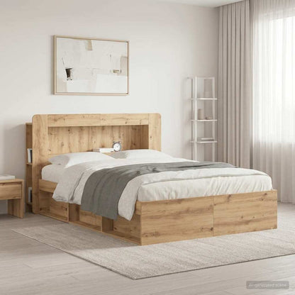 Čelo Postele Se Skříňkou Dub Artisan 140 Cm Dřevěný Materiál