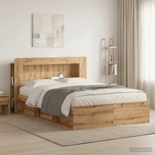 Čelo Postele Se Skříňkou Dub Artisan 160 Cm Dřevěný Materiál