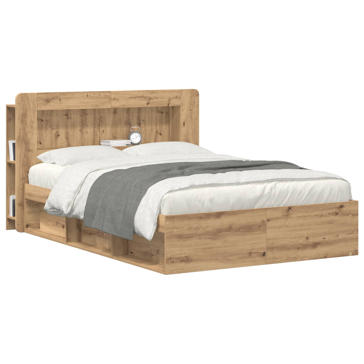 Čelo Postele Se Skříňkou Dub Artisan 160 Cm Dřevěný Materiál