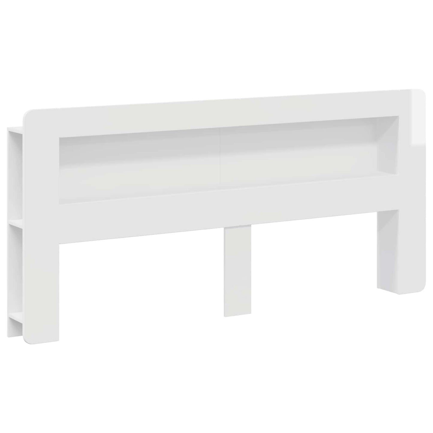 Čelo Postele Se Skříňkou Bílá S Vysokým Leskem Dřevěný Materiál