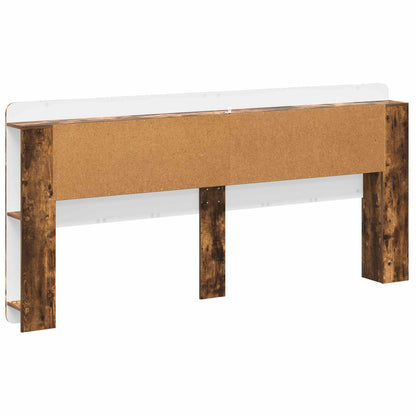 Čelo Postele Se Skříňkou Kouřový Dub Dřevěný Materiál